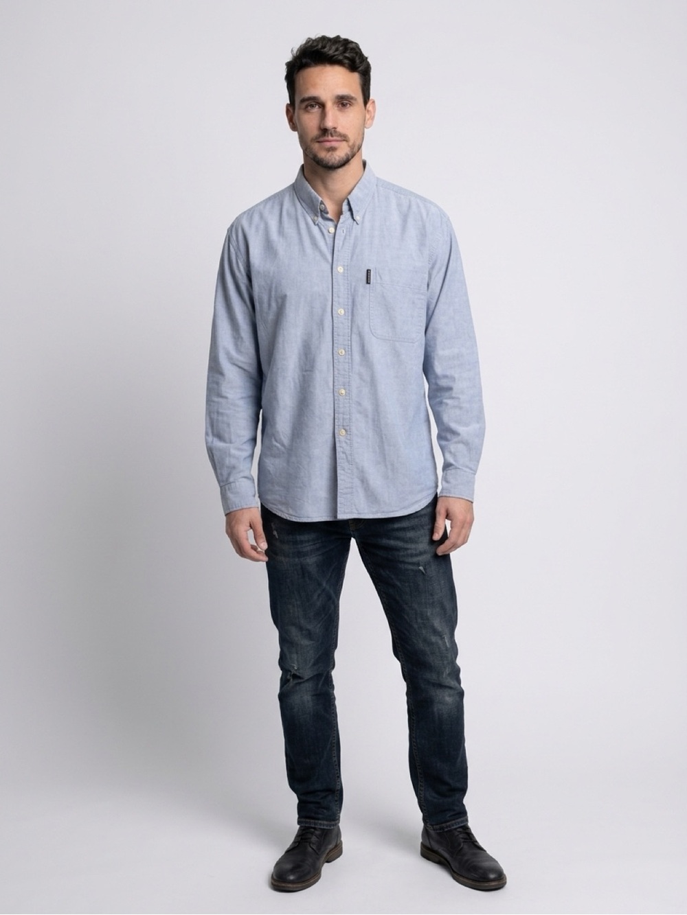 Giorgio Armani Light Blue Button-Down Cotton Shirt
